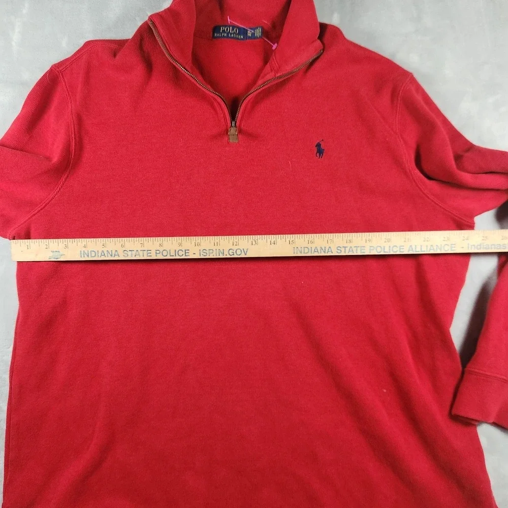 Polo Ralph Lauren Men's Red Estate-Rib Quarter-Zip Pullover Sweater XL Preppy